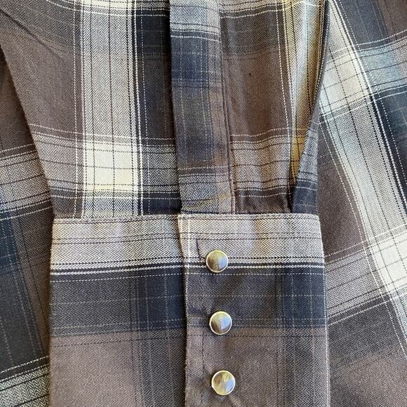 WESTERN ELY Cattlemen XL Brown Plaid Western Shirt VTG - Picture 6 of 15